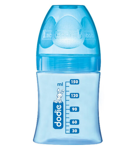Dodie – Biberon Initiation+ Tétine débit 1 Bleu – 150 ml