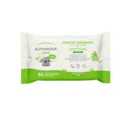 ALPHANOVA Lingettes bébé nettoyantes sans parfum – Olive - 60 unités