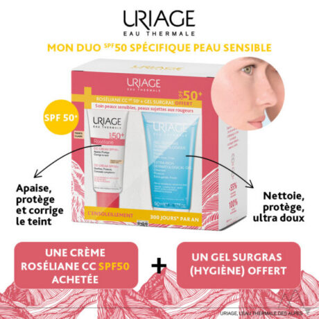 Uriage Roseliane CC Creme Teinte Claire spf50+ 40 ml + Gel Surgras 50ml Offert