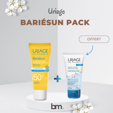 Uriage – Bariésun Fluide Anti-Tâches SPF50+ – 40ml = Crème Lavante 50ml Offert