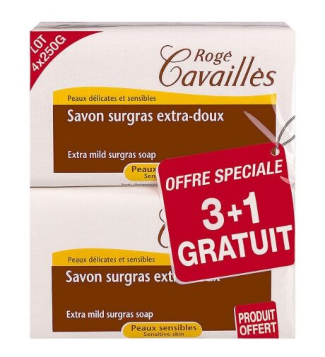 Roge Cavailles Savon surgras extra-doux 3x250g + 1Gratuit