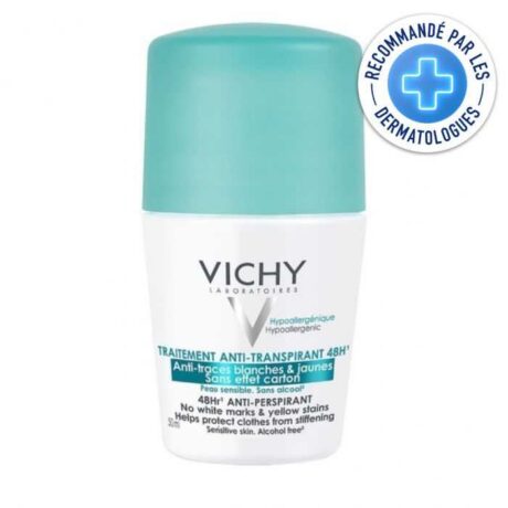 Vichy Dermo-Tolérance Déodorant 48H Anti-Traces Jaunes et Blanches Bille Peau Sensible | 50ml