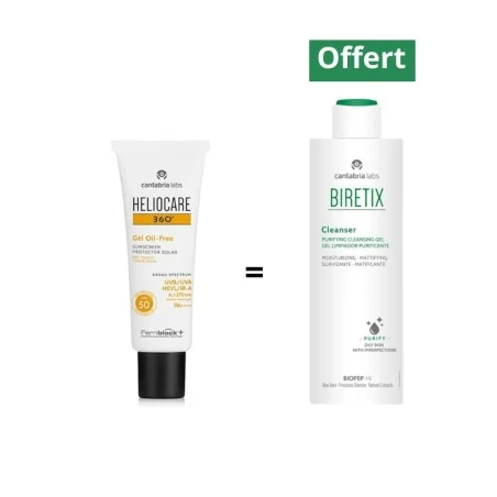 Heliocare 360° gel oil free toucher sec Achete + Biretix Cleanser Gel nettoyant Offert