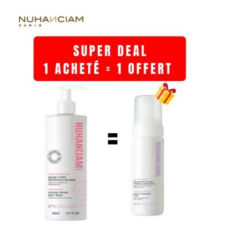 NUHANCIAM OFFRE BAUME CORPS REPARATEUR INTENSE PEAU SECHE 500 ML + MOUSSE NETTOYANTE 50ML OFFERTE