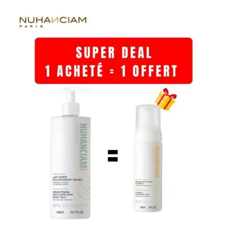 NUHANCIAM OFFRE LAIT CORPS ECLAIRCISSANT TACHES 500 ML + MOUSSE NETTOYANTE VITAMINE C 50ML OFFERTE