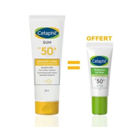CETAPHIL OFFRE SUN LIPOSOMAL LOTION 100 ML SPF 50+ PEAUX SENSIBLES + PROTECTIVE BAUME A LEVRES 8ML OFFERT