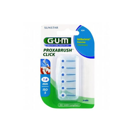 GUM BROSSE FINES PAR 6 UNITES A LA CHLORHEXIDINE 1.6MM REF 624