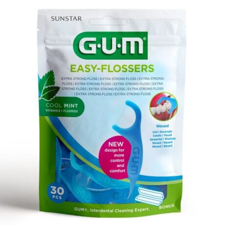 GUM EASY FLOSSERS MENTHOLE CIRE20 CURE DENT+FIL PRET A L'EMPLOI REF 890