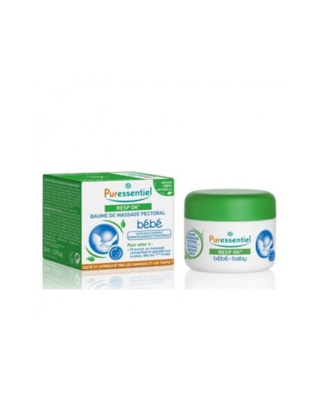 Puressentiel Resp Ok Baume de massage pectoral bébé – pot de 30 ml