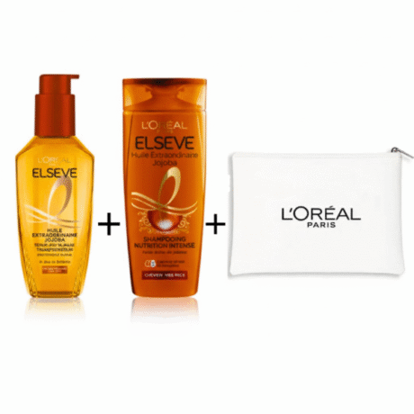 L’Oreal Paris Elseve Huile Extraordinaire Jojoba+shampooing 200ml+Trousse Blanche Pack