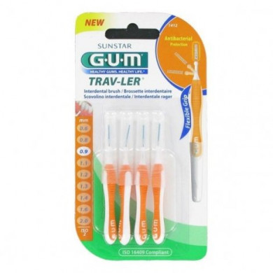 Gum Manche Par 4 Unites Avec Brosette Ultra Fine 0.9 Mm Ref 1412