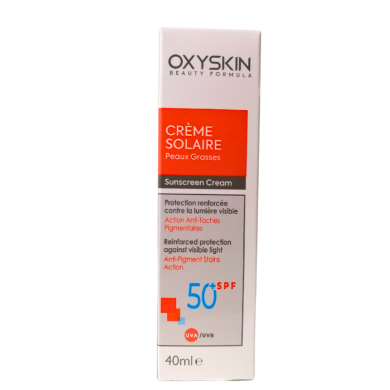 Oxyskin Creme Solaire Peaux Grasses Spf 50+ 40 Ml