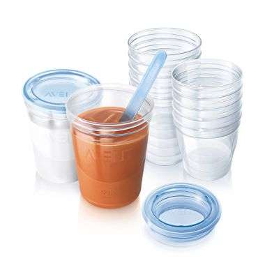 Avent Set 10 Pots De Conservation Pour Lait Maternel 180 Ml/6Oz
