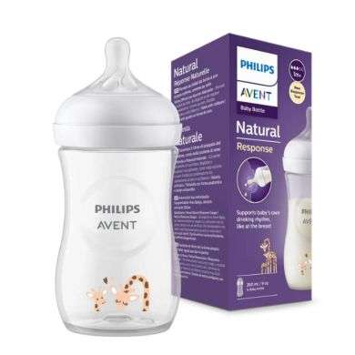 Avent Biberon Natural Response 260 Ml 1M+Motif Girafe