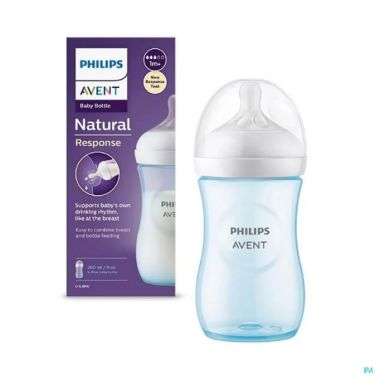 Avent Natural Response Biberon 1Mois+ 260Ml Bleu