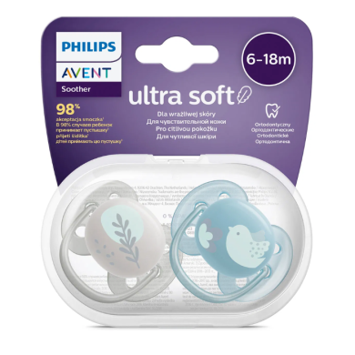 Avent Sucette Orthodontique Ultra Soft Peau Sensible 6 A 18 Mois