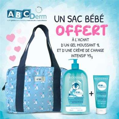 Bioderma Abcderm Offre Gel Moussant 1Litre + Change Intensif 75G + Sac Offert