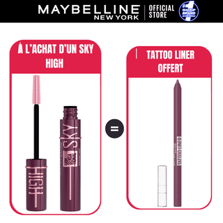 Maybelline Sky High Burgundy Haze – Mascara Volume & Longueur = Crayon Tattoo Liner Studio Berry Bliss Offert