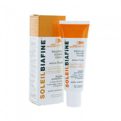 Biafine Soleil Biafine Emulsion Solaire Visage Fps 50+ Texture Fluide Peaux Tres Claires Ou Sensibles