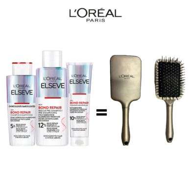 Elseve Routine Bond Repair Shampoing + Pre Shampoing + Apres Shampoing + Brosse Offerte