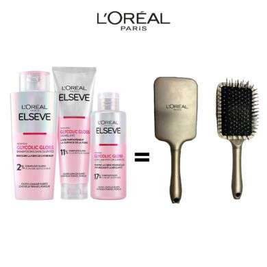 Elseve Routine Glycolic Gloss Shampoing + Demelant + Soin + Brosse Offerte